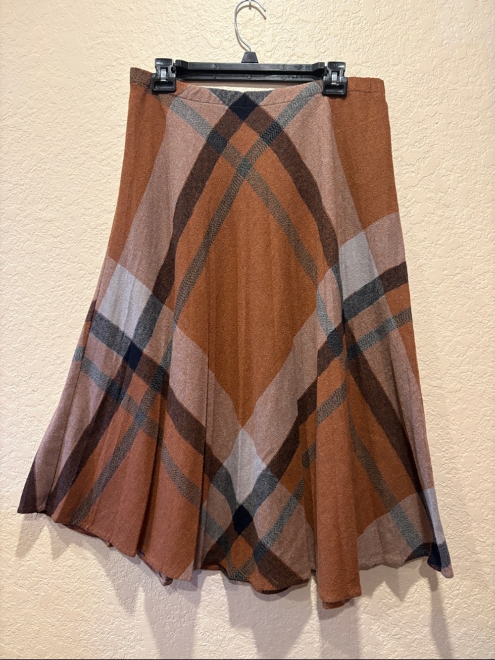 Brown Plaid Circle Skirt - Classic Flared Midi